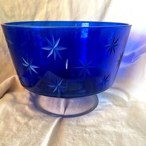 Collectible Cobalt Blue Glass Stars Cut
Fruit Bowl